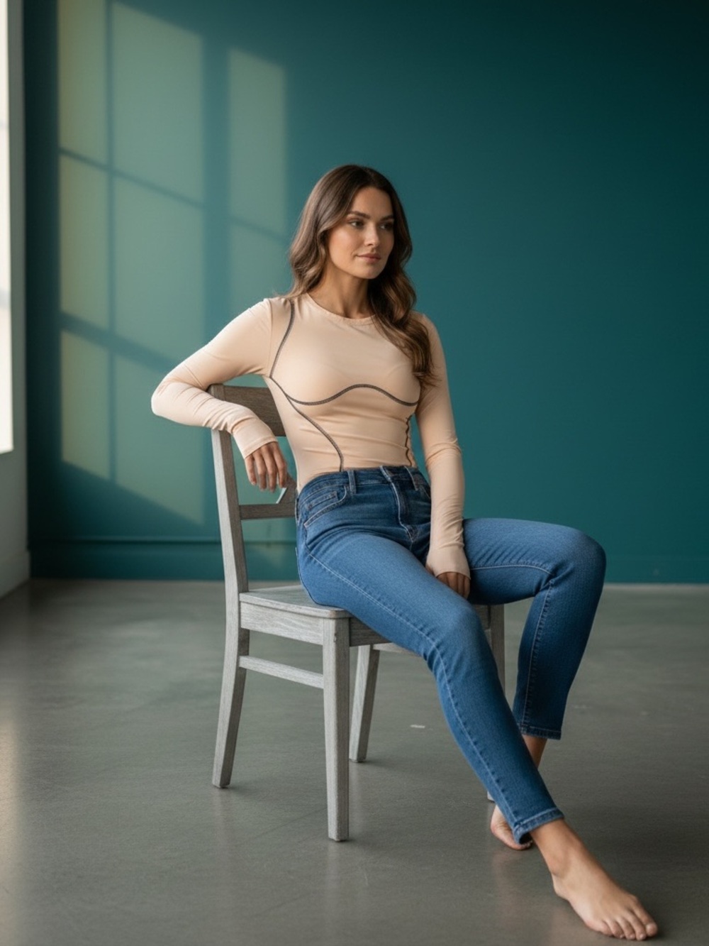 Cloud Ten, Lightweight Long sleeved Bodysuit with Detail